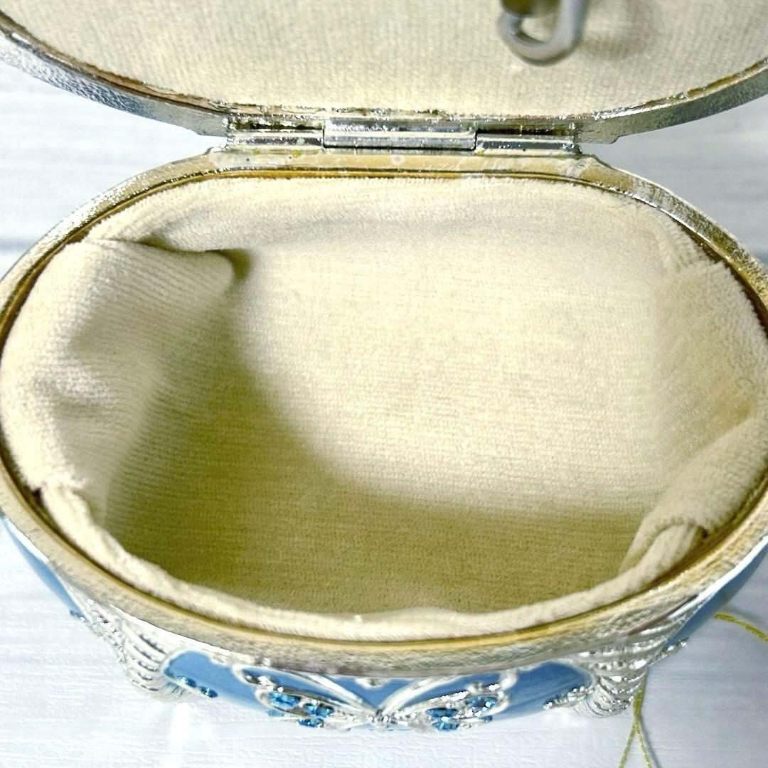 スワロフスキー アンチモニー だ円 オルゴール 宝石箱 ブルー 星に願いを 水色