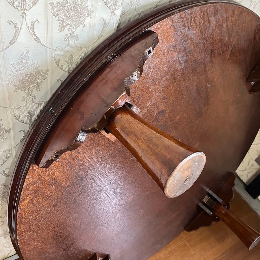 【アンティーク】木製 折り畳み座卓 センターテーブル ちゃぶ台 円卓 古家具