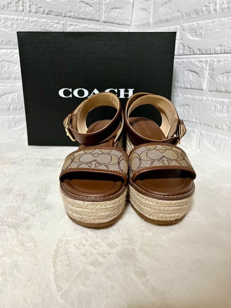 美品❤COACH コーチ エスパドリーユ 24cmサンダル ウェッジソール 箱