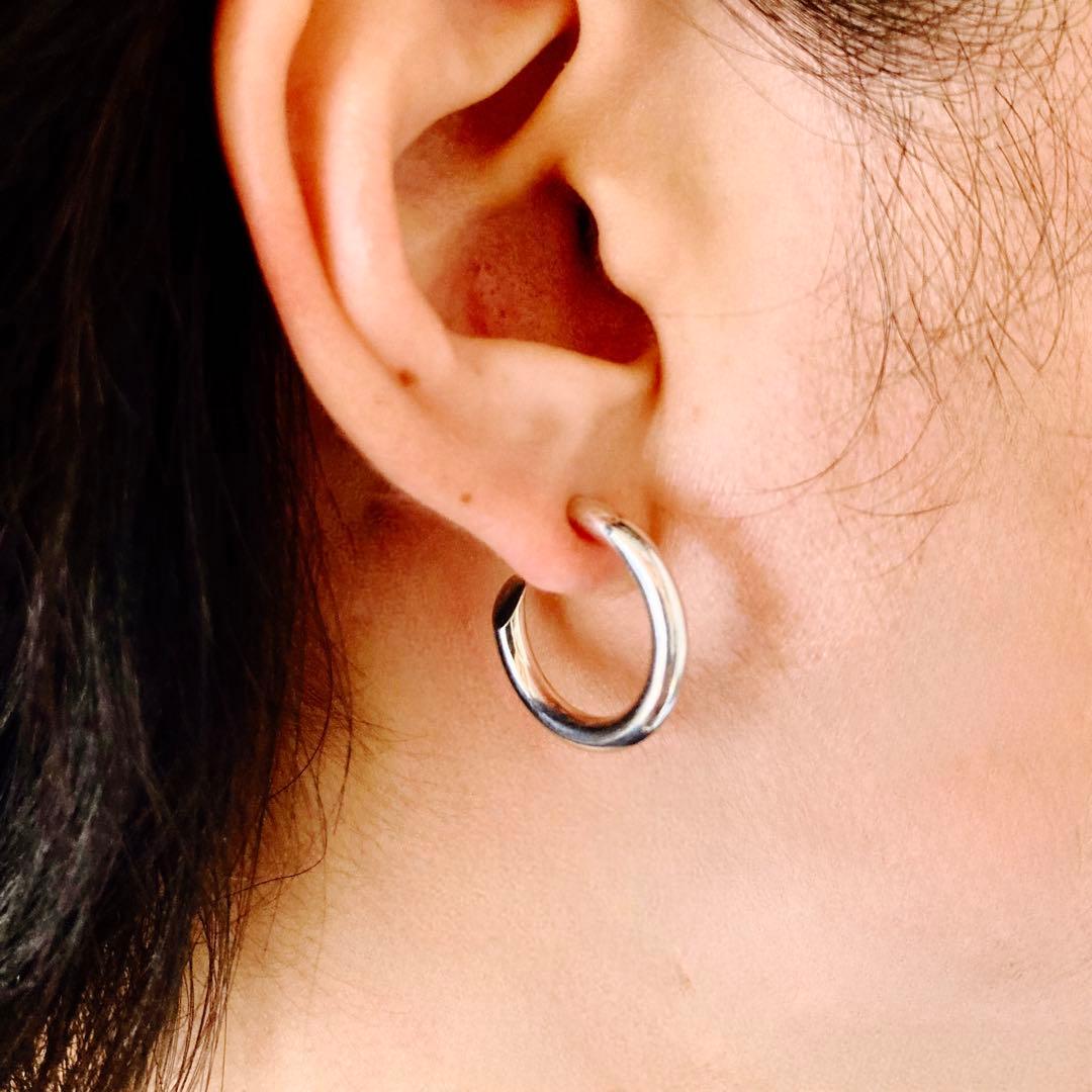 新品 【 3mm×21mm 】両耳用 シルバー925 フープピアス
