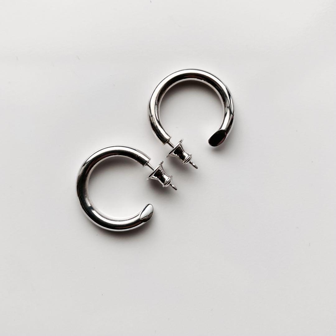 新品 【 3mm×21mm 】両耳用 シルバー925 フープピアス