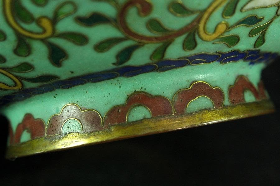 中国美術 七宝 纏枝蓮花紋 双耳 壷(K-YC548)