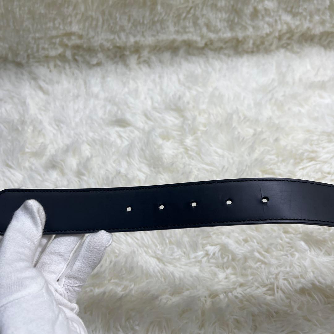 【未使用級】フェラガモ ベルト ダブルガンチーニ レザー　ブラック　メタリック