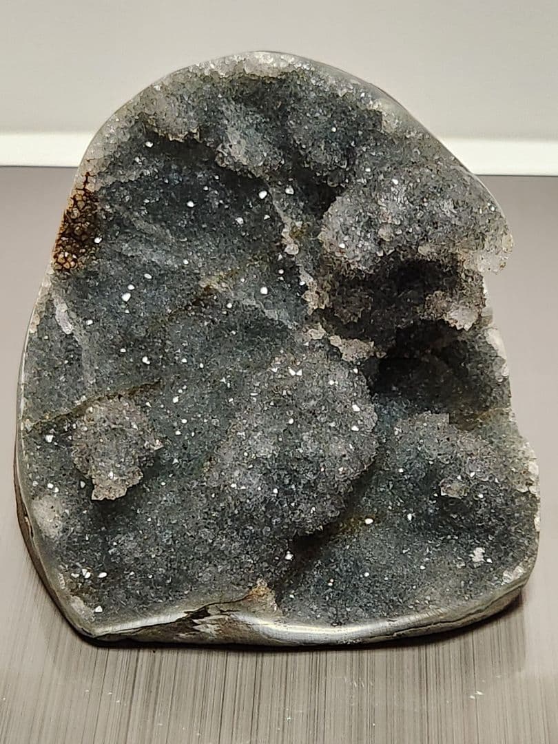 珍しい グリーン アメジストクラスター 置物 天然石 木台座付き