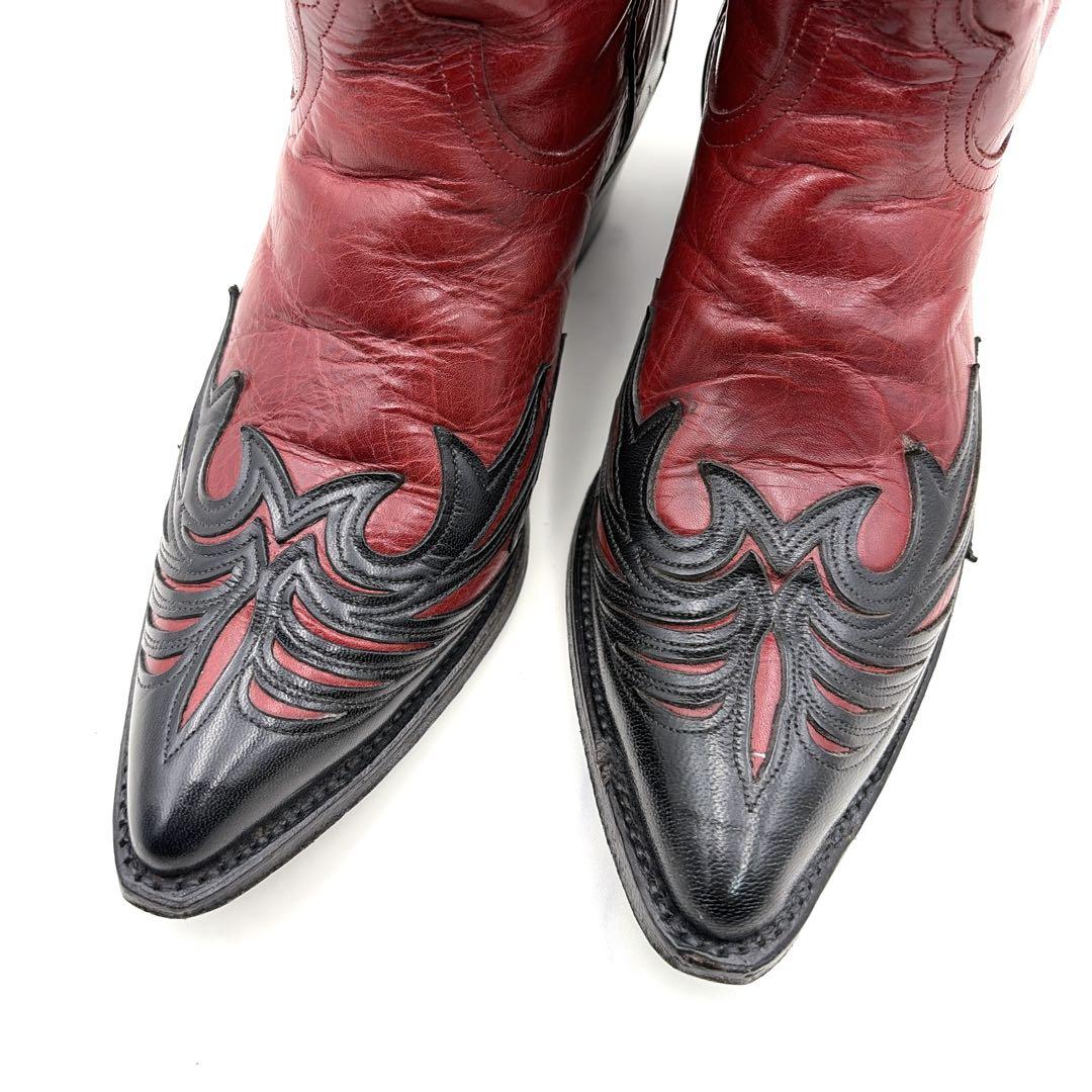 希少 USA製 コードウエスト ウエスタンブーツ 8.5 黒 赤 本革 26.5