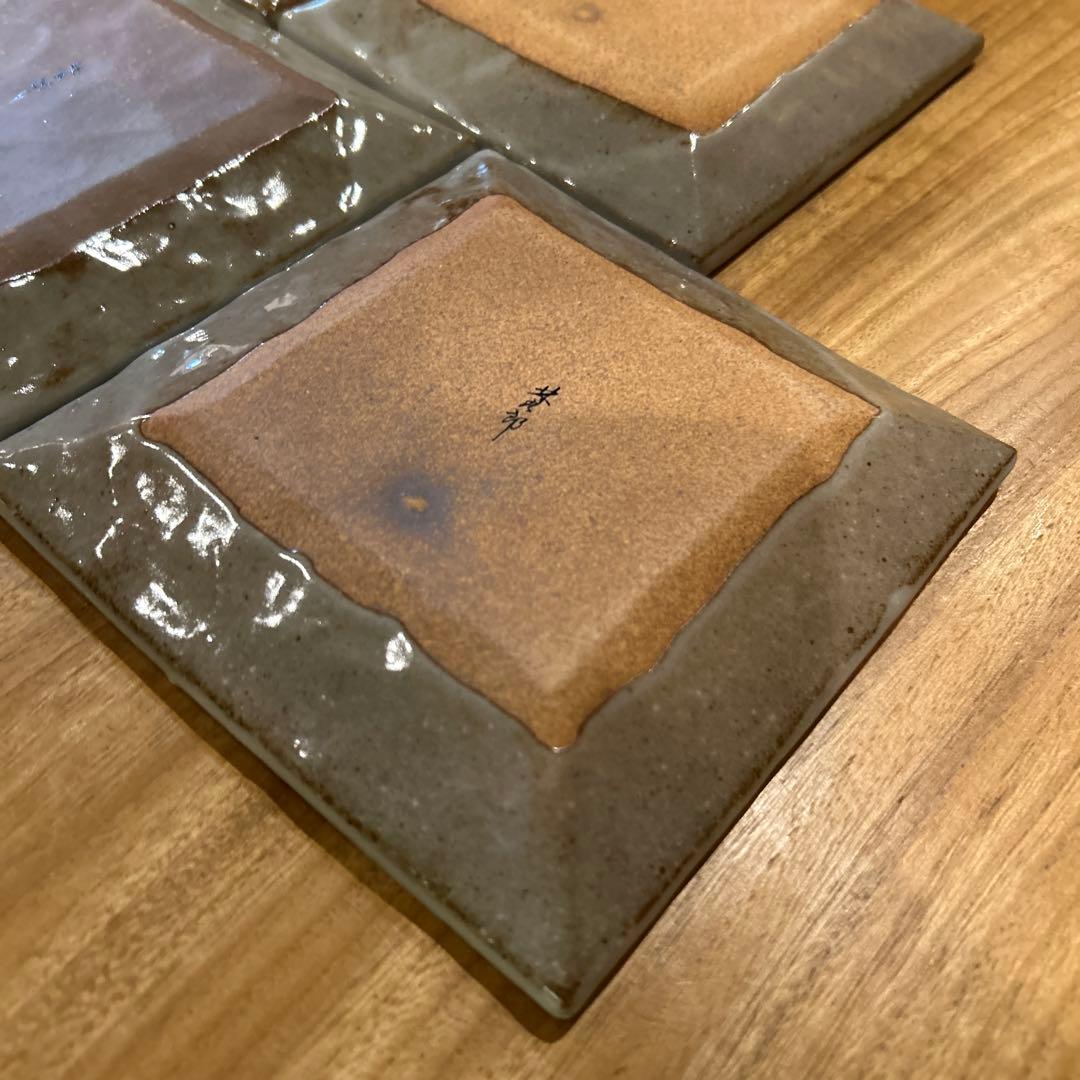 波佐見焼　林九郎窯　四季の景　刷毛目絵付皿　五枚　希少