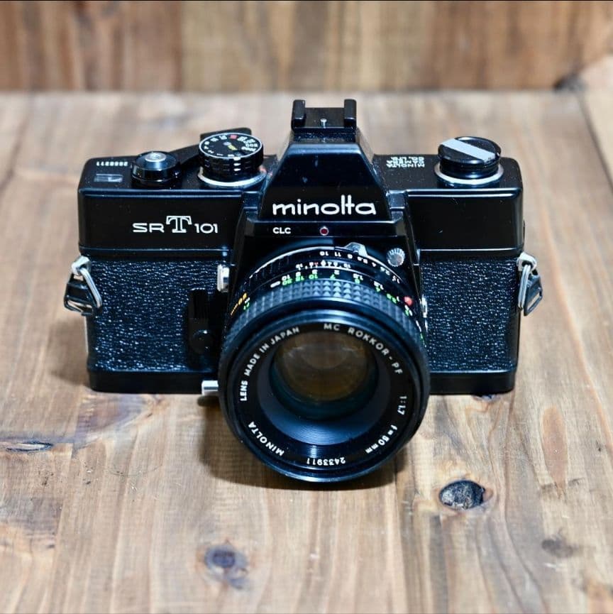 [美品] MINOLTA SRT101 フィルムカメラ レンズ付き 動作確認済み