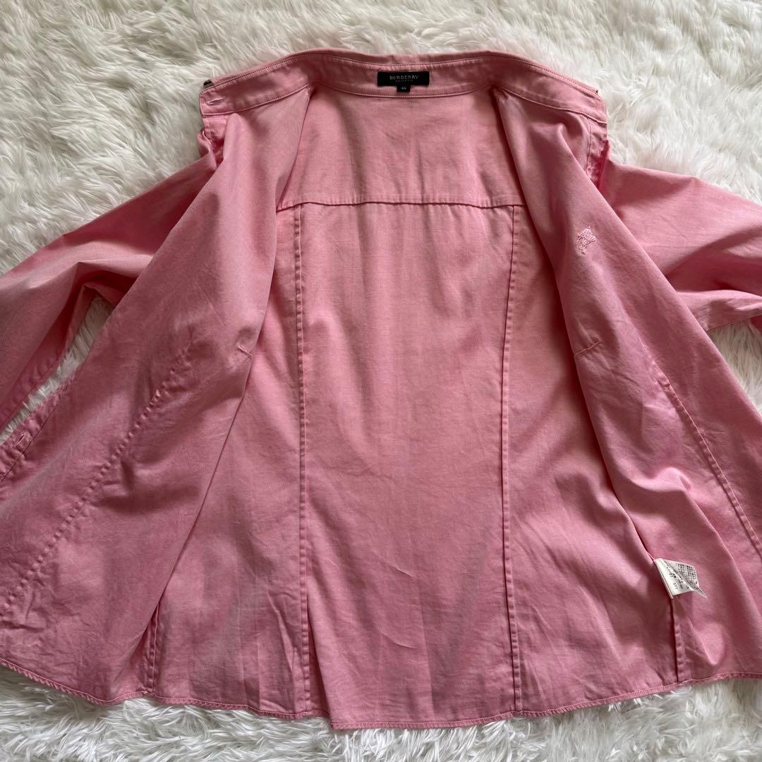 美品 BURBERRY バーバリー コットンシャツ ピンク ノバチェック 46