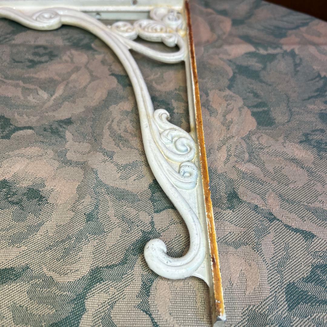 貴重アンティーク エレガントなアイアンブラケット/棚受け/ハンギング アイボリー