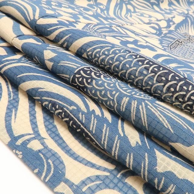 新品 竺仙 流水に鯉 仕立て上がり 夏着物 仕付糸付 綿紅梅 高級浴衣 6219