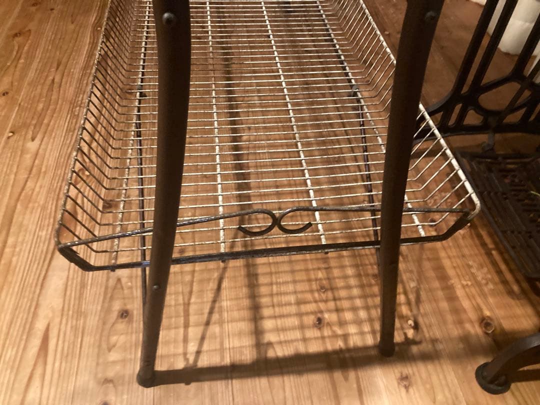 昭和レトロ　大型ワイヤーラック4段仕様　ジャンクガーデニング　シャビーラック13