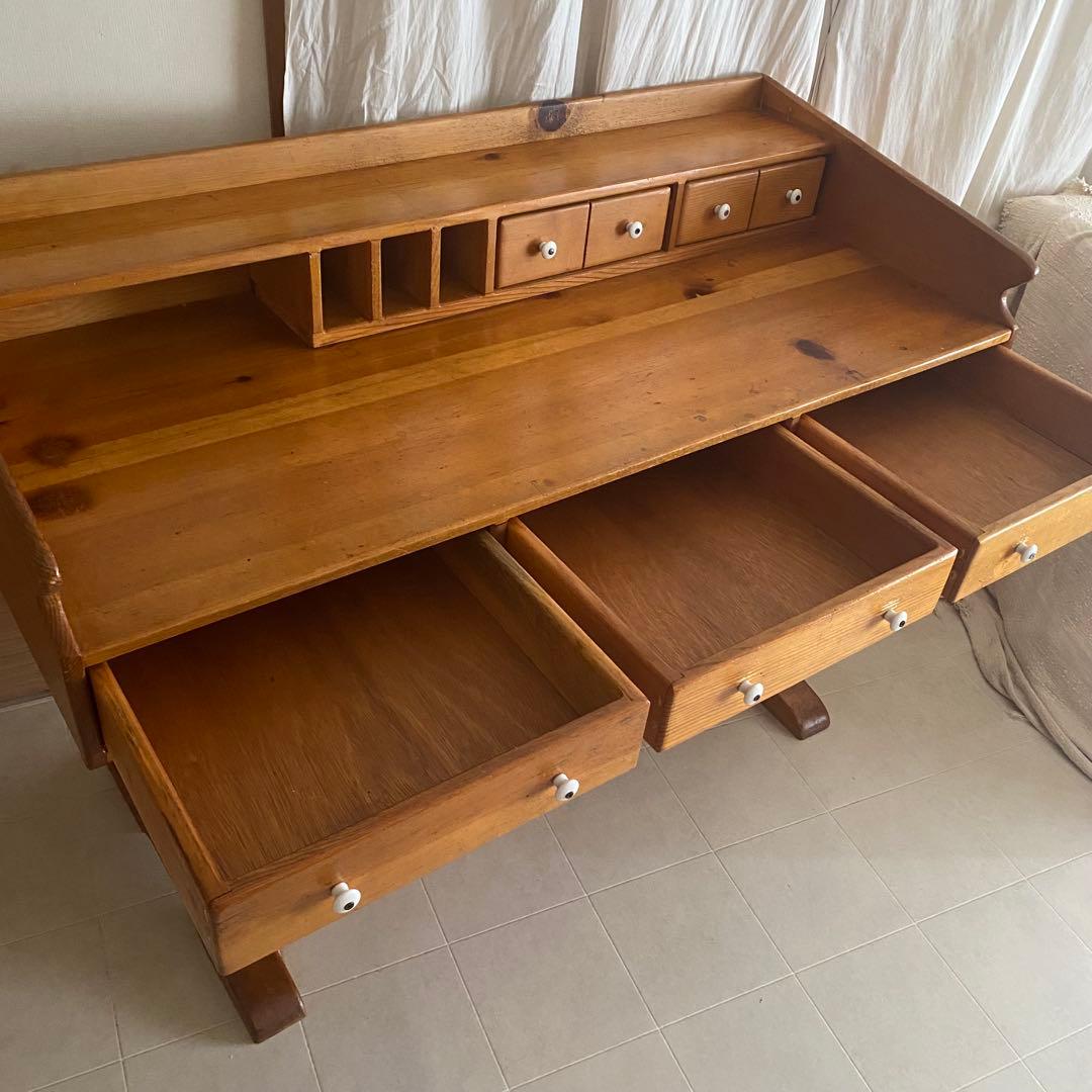 北欧　カントリー　アンティーク　デスク　机　作業台　フレンチカントリー　パイン材