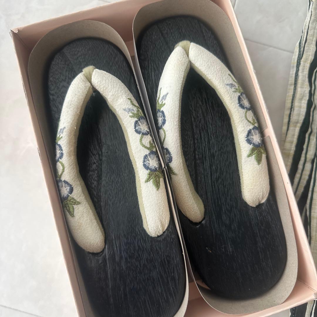 【一度着用のみ】レトロな縦縞浴衣5点セット