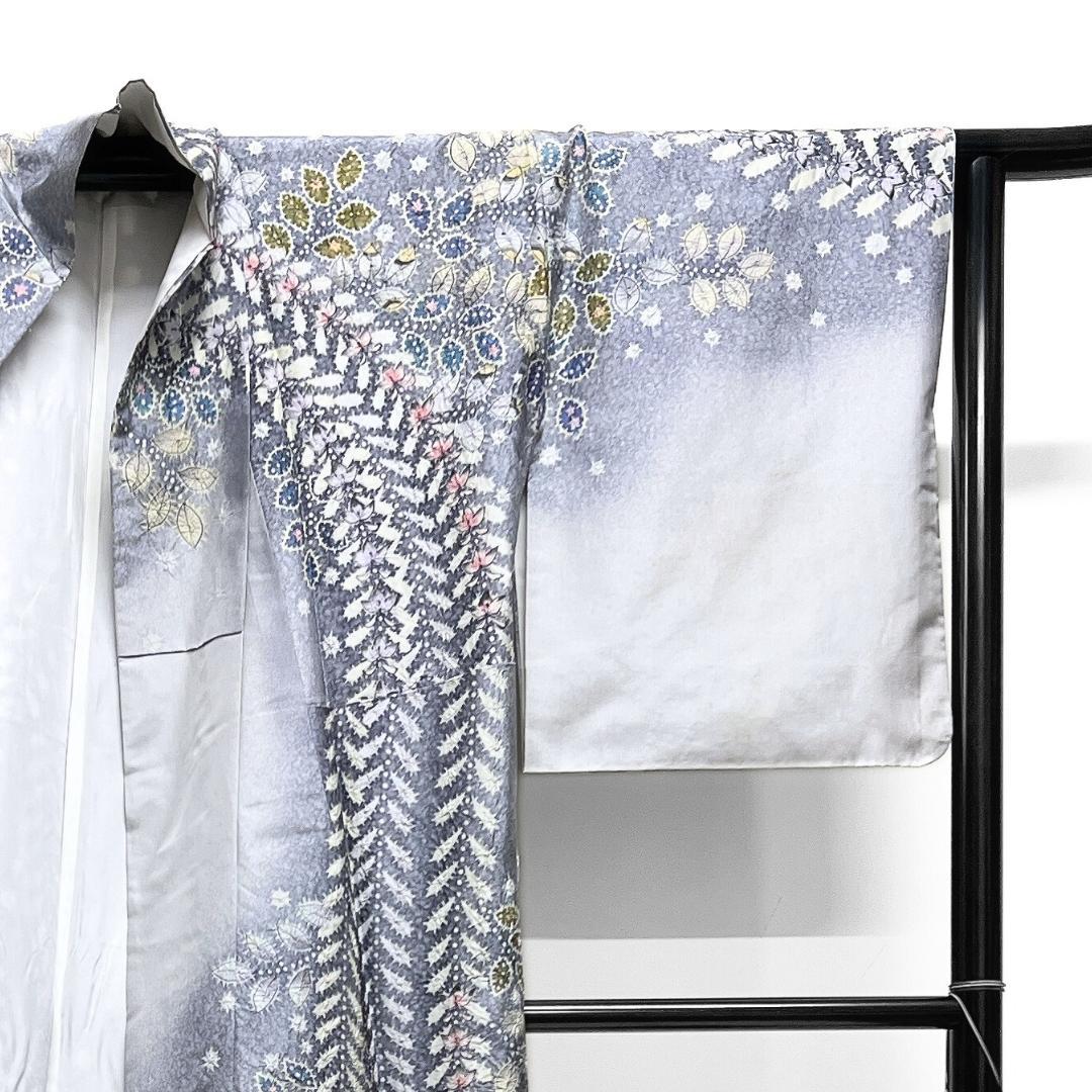 作家もの　訪問着　染め大島紬　絞り　辻ヶ花　藤　紋無し　着物　123b d ms