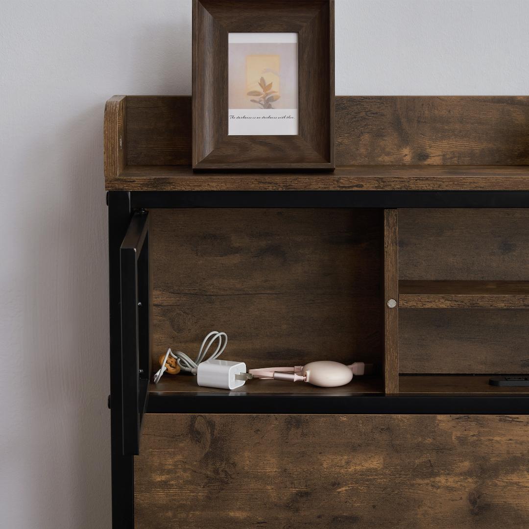 春分セール！北欧風コンセント付きベッドフレーム　シングル（S）