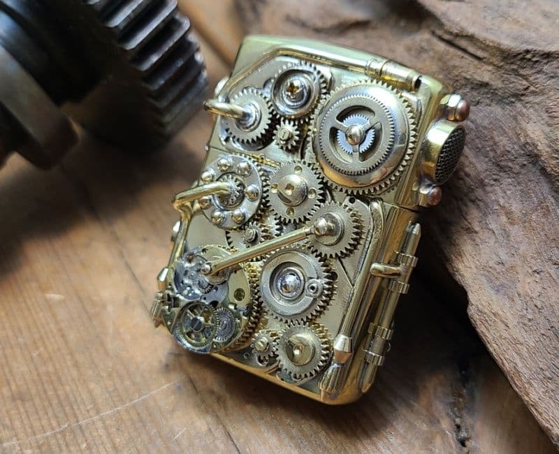 希少 ZIPPO ジッポ ギアモチーフ ハンドメイド 珍品 ジッポ 箱付き