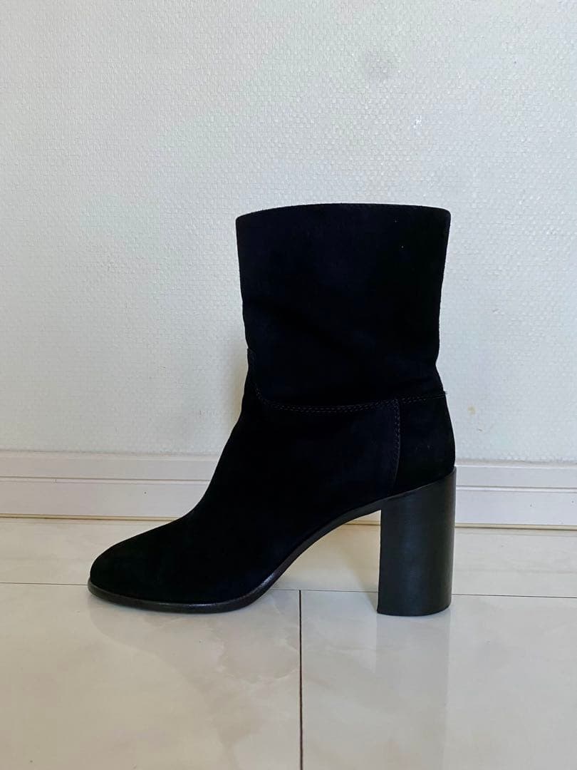 美品 シャネル ブラック ショート ブーツ 黒 38 24.5cm CHANEL