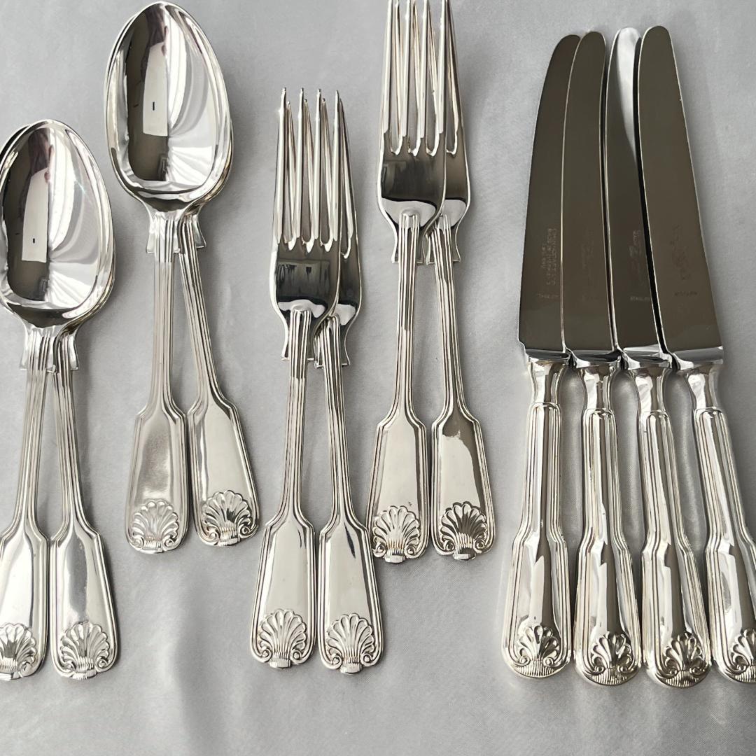 【英国】シェルのデザートセット 4名用12本組 A1プレート