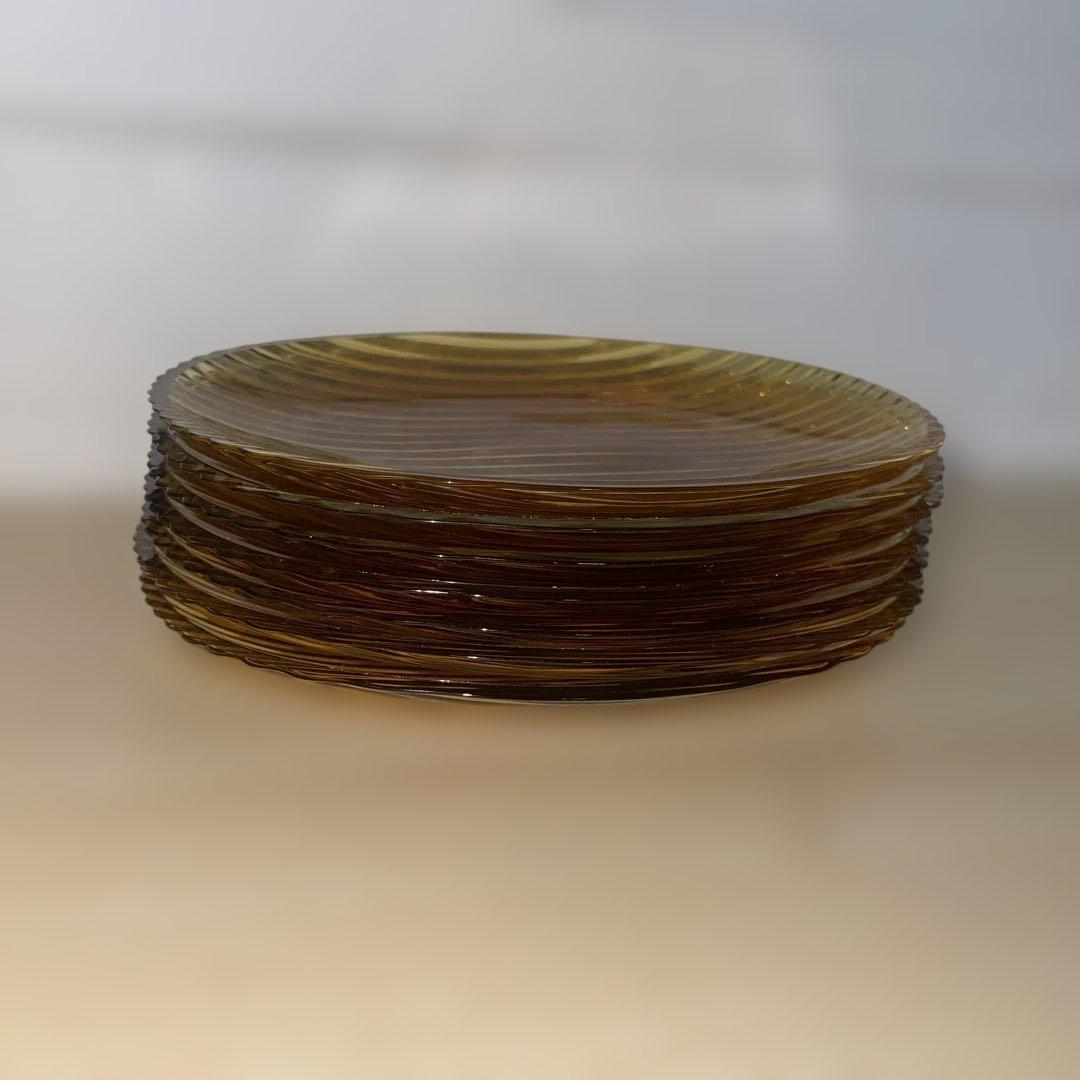 MR-370A アンバー　オーバル皿　ストライプ模様　 楕円皿　黄色　7枚