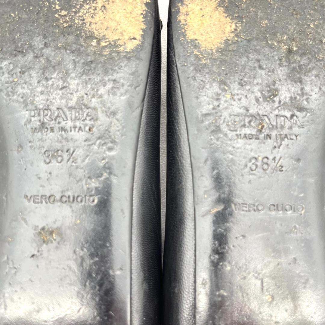 PRADA プラダ フラットシューズ パンプス ポインテッドトゥ 黒 23.5㎝