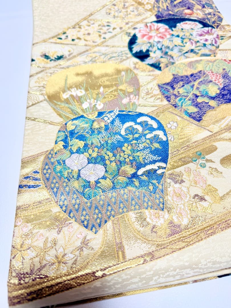 高級 袋帯 正絹 六通柄 美しいキモノ掲載品 ゴールド 訪問着 留袖 色無地