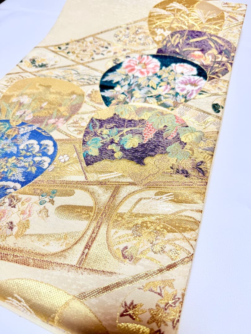 高級 袋帯 正絹 六通柄 美しいキモノ掲載品 ゴールド 訪問着 留袖 色無地