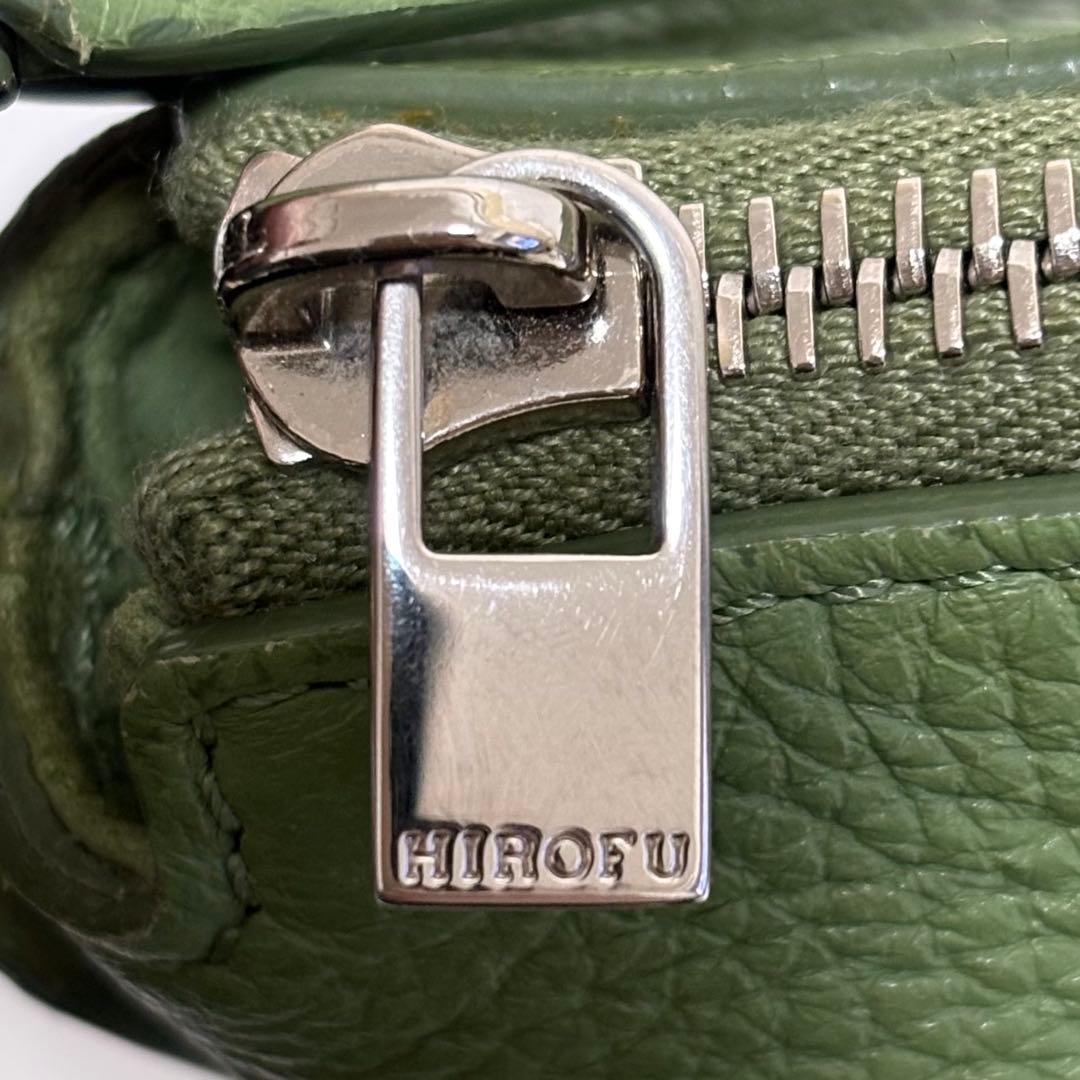 ヒロフ ミニマ 鹿革 ショルダーバック ロゴ 2way ライトグリーン 定12万