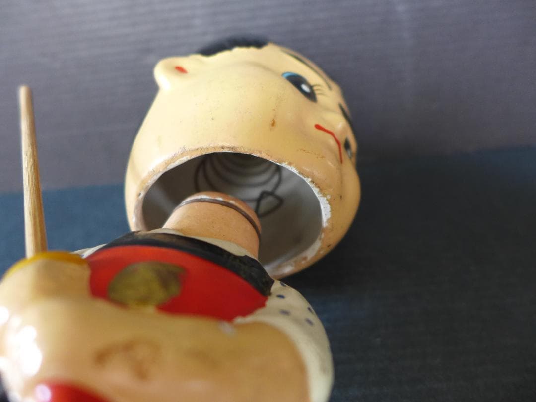 時代物【良品】昭和30年代　赤胴鈴之助　首振り人形陶器彩色 少年画報 昭和レトロ