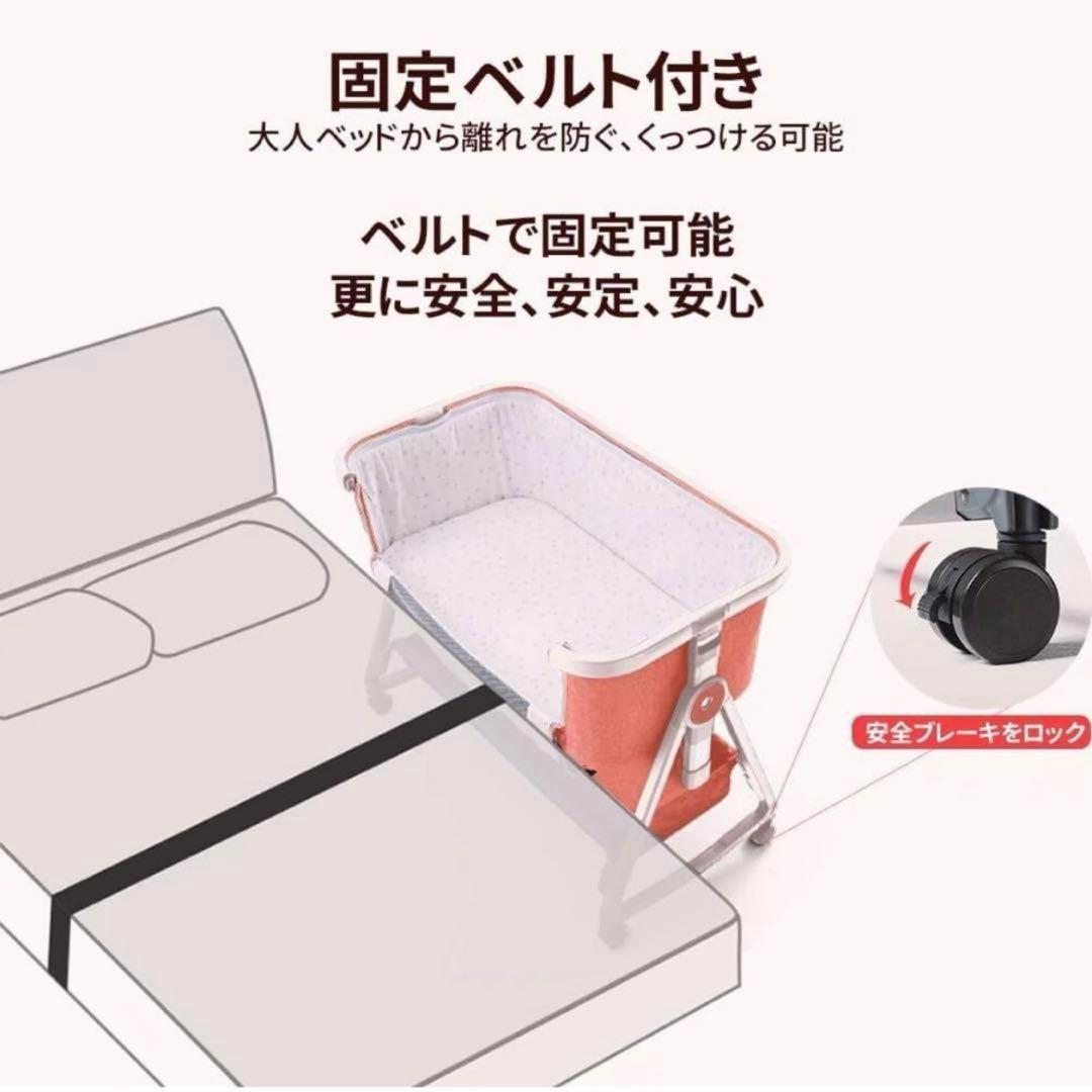 HZDMJ 2023 ベビーベッド ベージュ 6段階高さ調整 移動可能キャスター