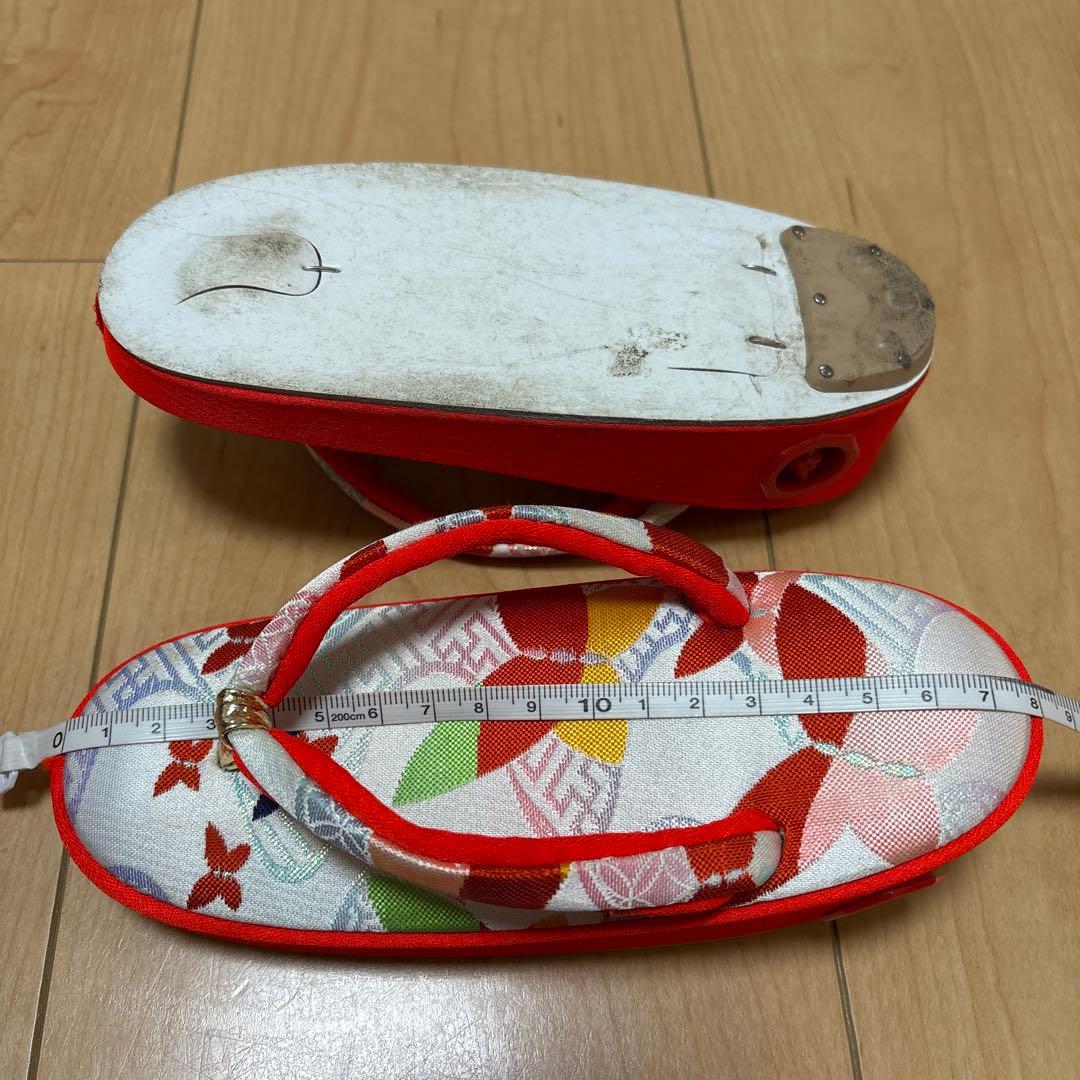 122 正絹着物　赤×蝶々×花車　七五三着物セット　3歳　日本製　結び帯