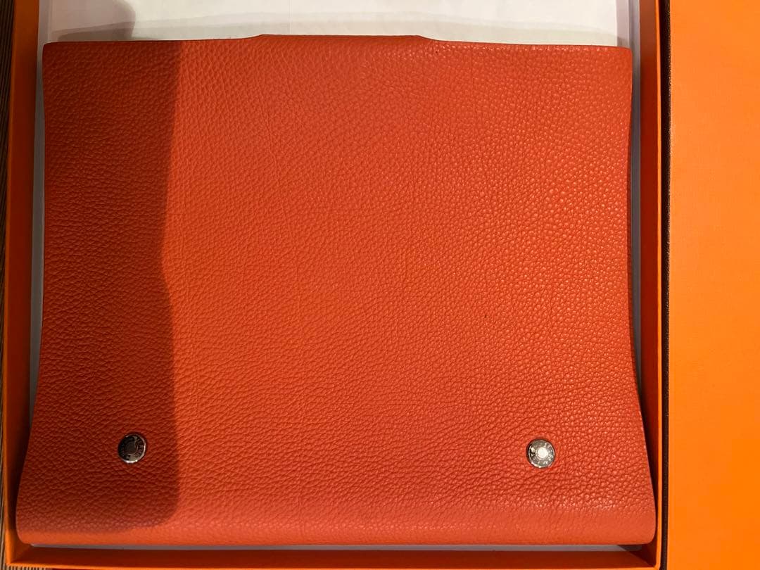 エルメス ユリス ノートカバー 革 オレンジ