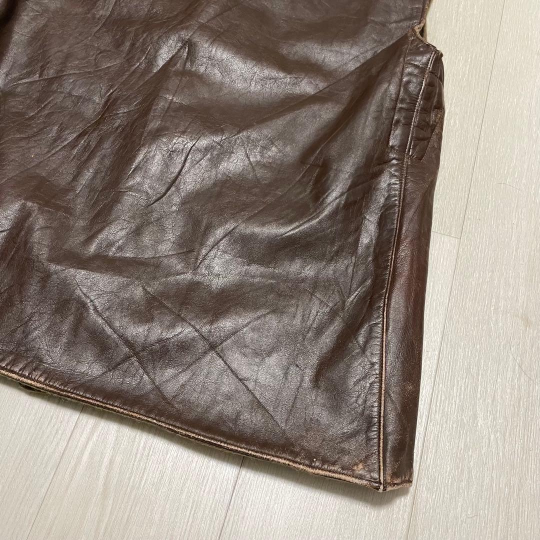 ベルギー軍 レザー ジャーキンベスト ブラウン