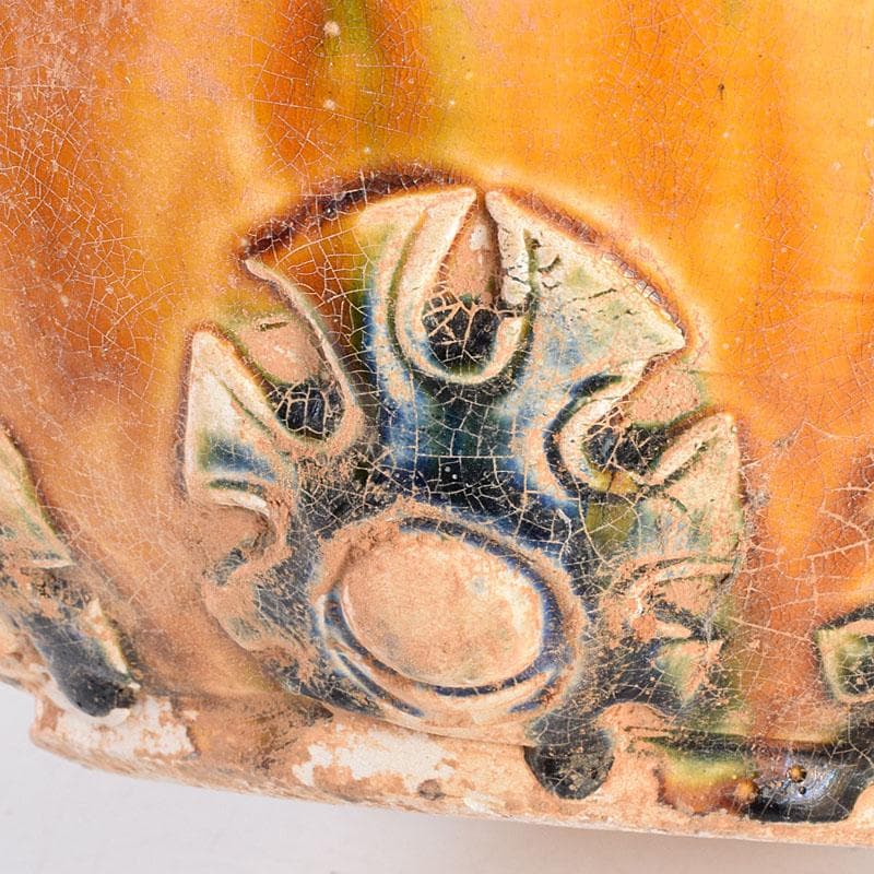 中国　唐三彩　蓋壷　飾壷　C　R8539H