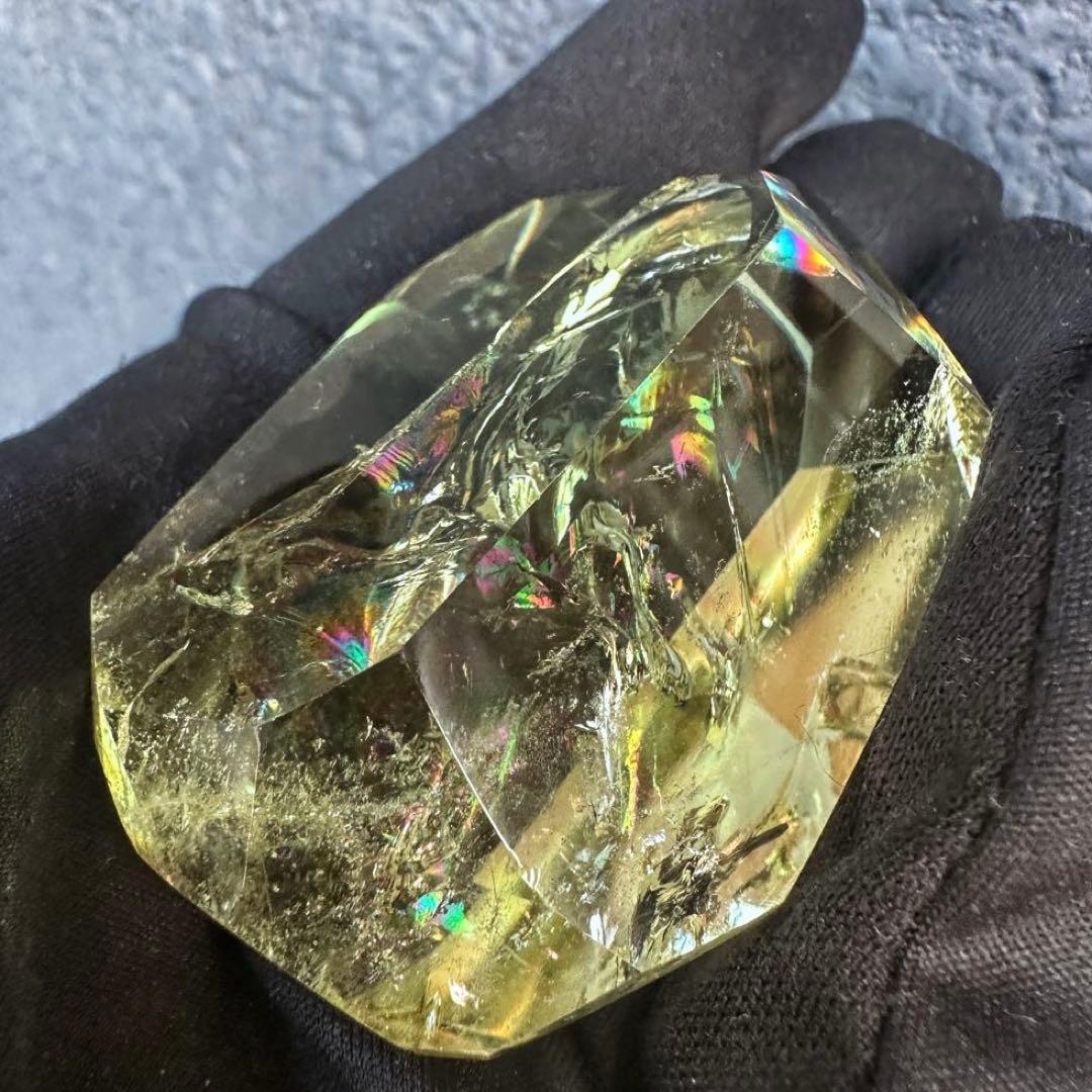 虹☆アイリスクォーツ シトリン フリーフォーム☆ブルーエンジェルラダーA1142