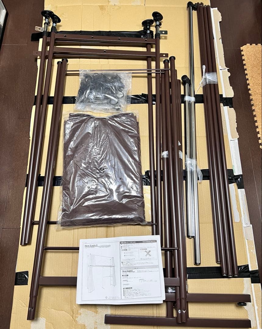 ハンガーラック 大収納 カーテン付き パイプハンガー 伸縮 突っ張り 状態良