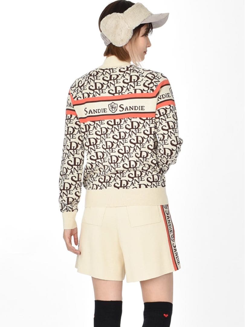 Sandie セットアップ　ロゴジャガードモックネックニット　ショートパンツ