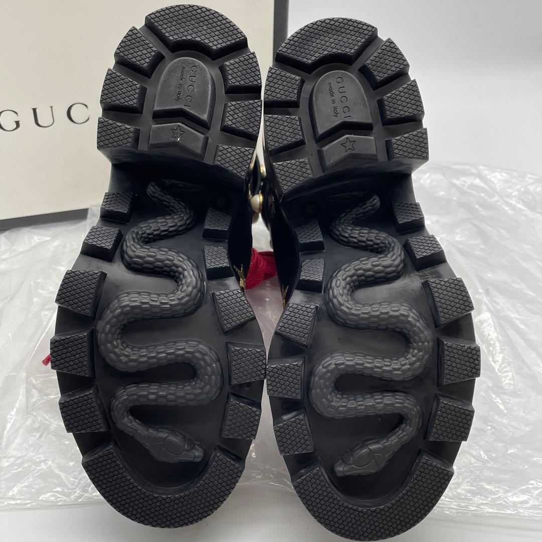 【M52】美品　GUCCI グッチ　コンバットブーツ　ハチ　スター　レザー