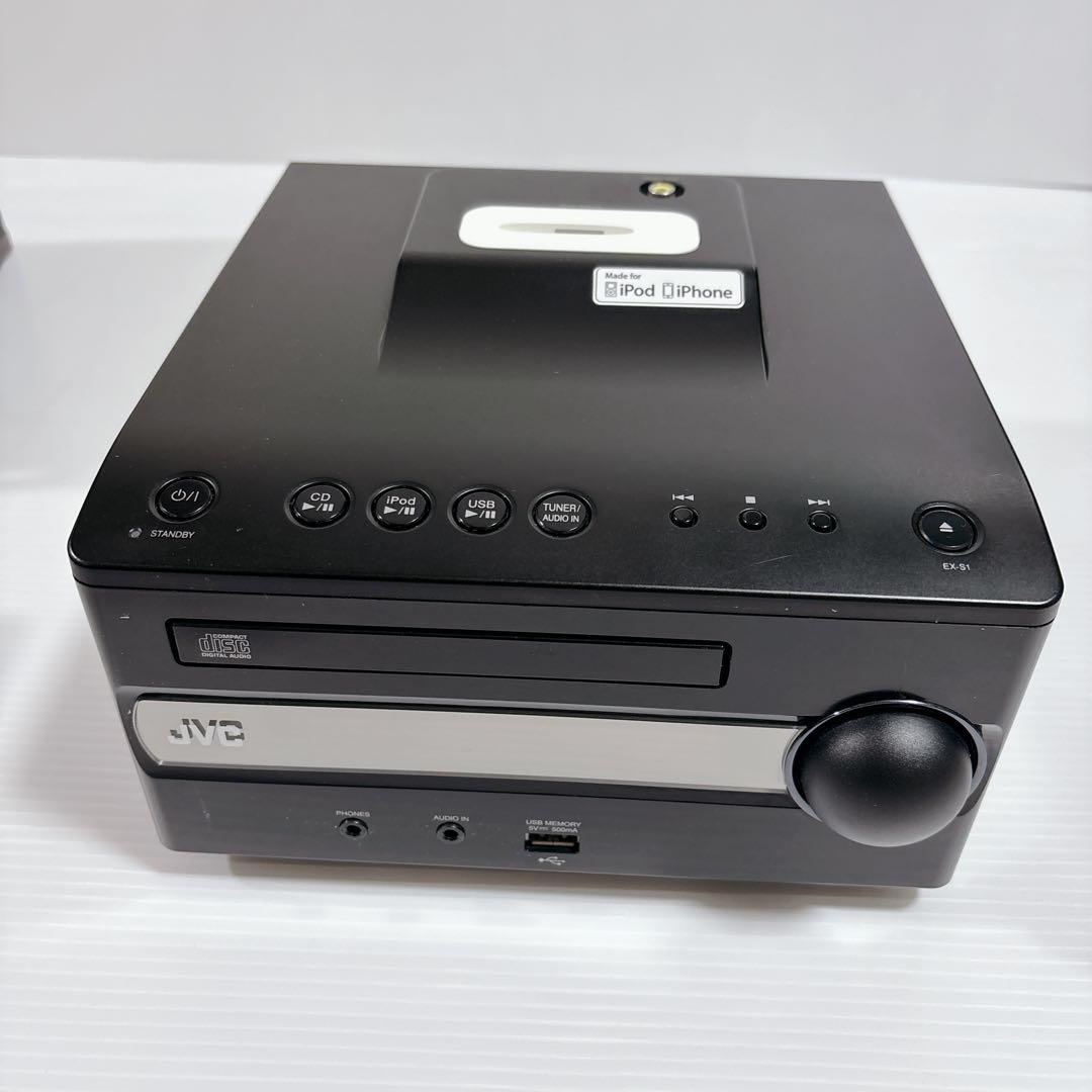 JVC ミニコンポ CDプレーヤー CA-EXS1-B ウッドコーン iPod