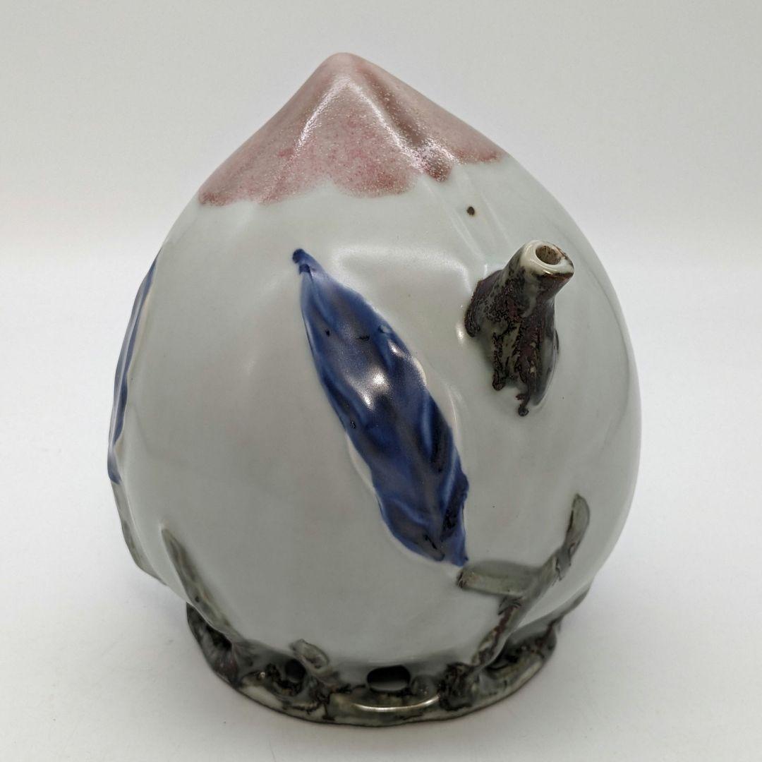 李朝 特大桃型水滴 辰砂青華彩 高麗白磁 染付 李氏朝鮮 書道具 水差 水注