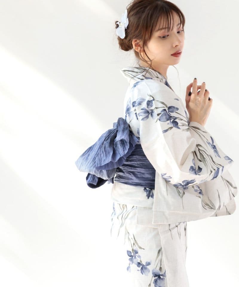 【ディータ】Dita【京の水墨画水仙】浴衣 帯 下駄セット 青 ブルー 花火大会