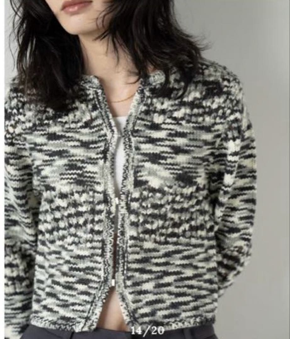 美品 quui marble knit cardigan ブラック キューイ