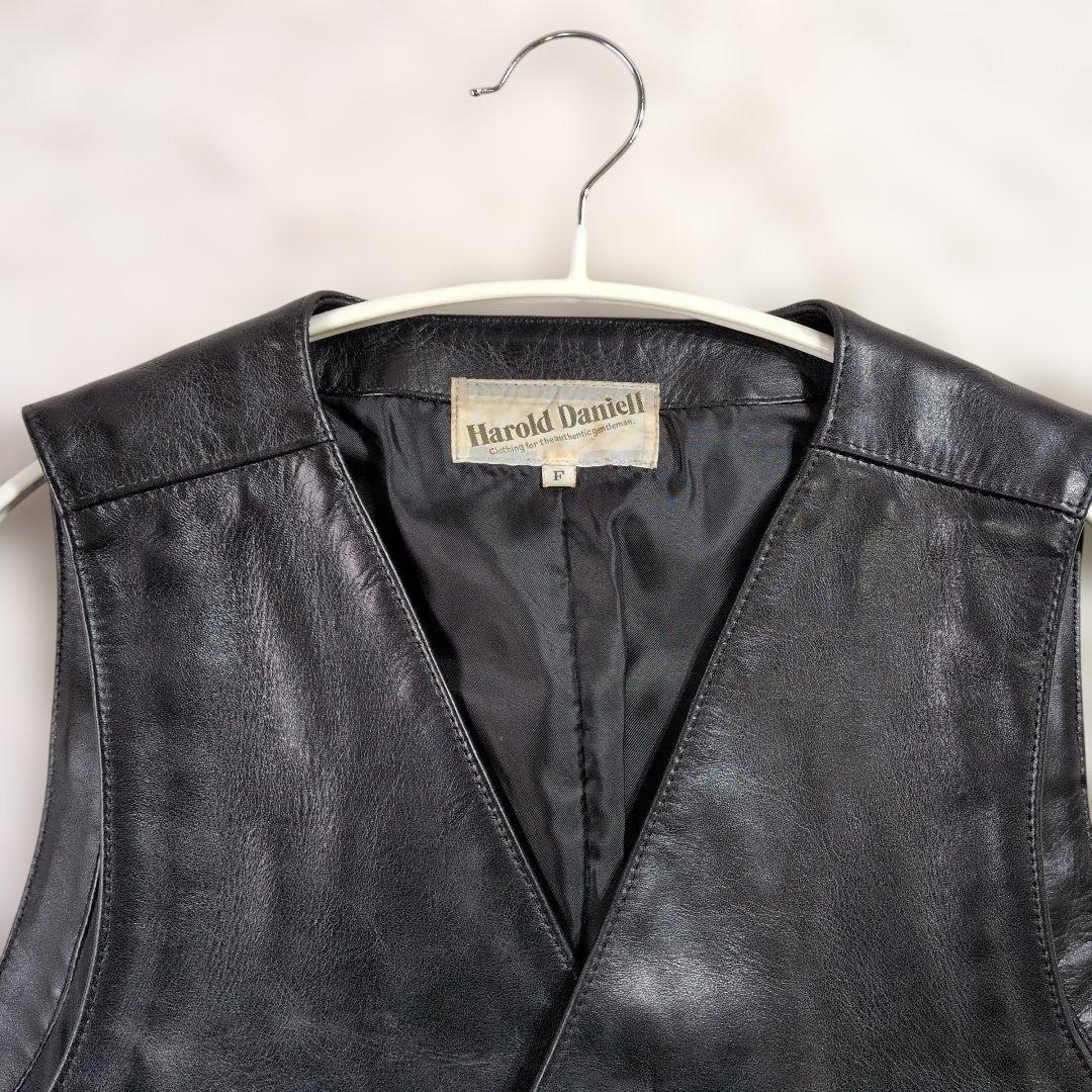 極美品★Harold Daniell ホースレザーベスト F 黒 日本製 馬革