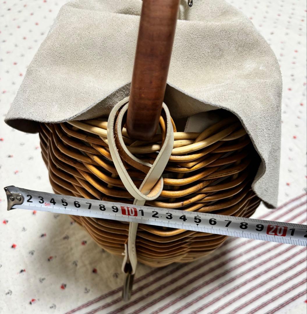 wood handle basket スエードカバー かごバッグ