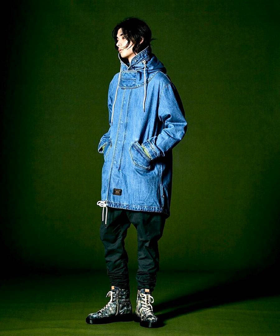 未使用に近い／Mサイズ／定価49500円／グラム glamb／デニムモッズコート