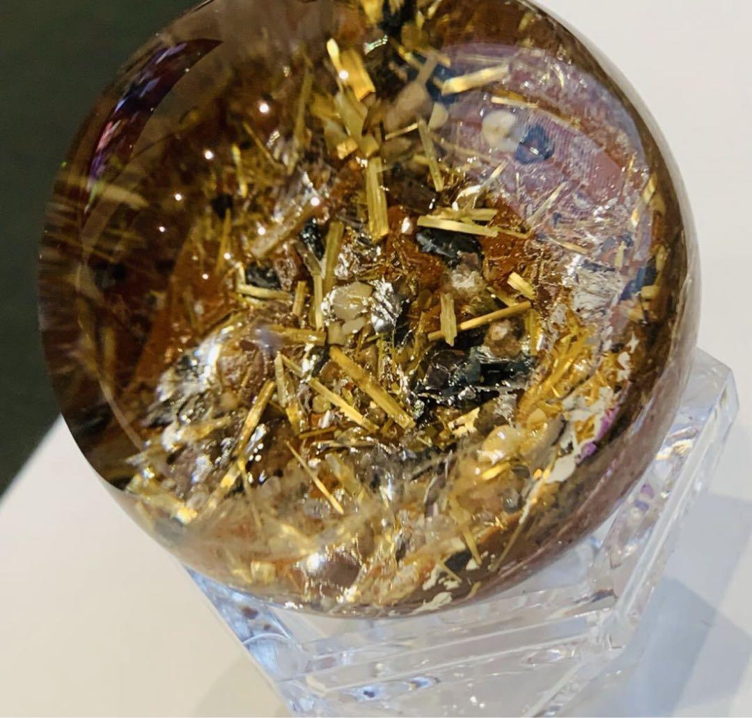 ⭐*️様 タイチンルチル　パイライト共生　ガーデンクォーツスフィア　45ミリ B