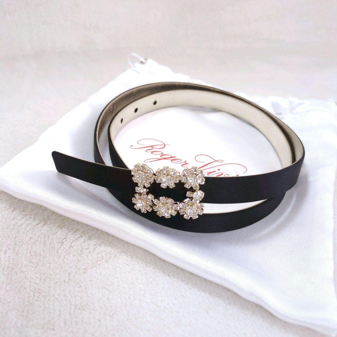 RogerVivier ロジェヴィヴィエフラワーストラスバックルベルト黒75cm