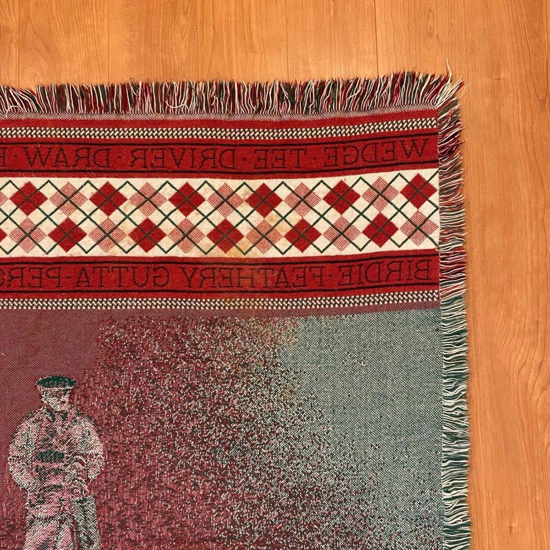 ヴィンテージ ゴブラン織り ラグ ゴルフ柄 アーガイル 138x118 両面配色