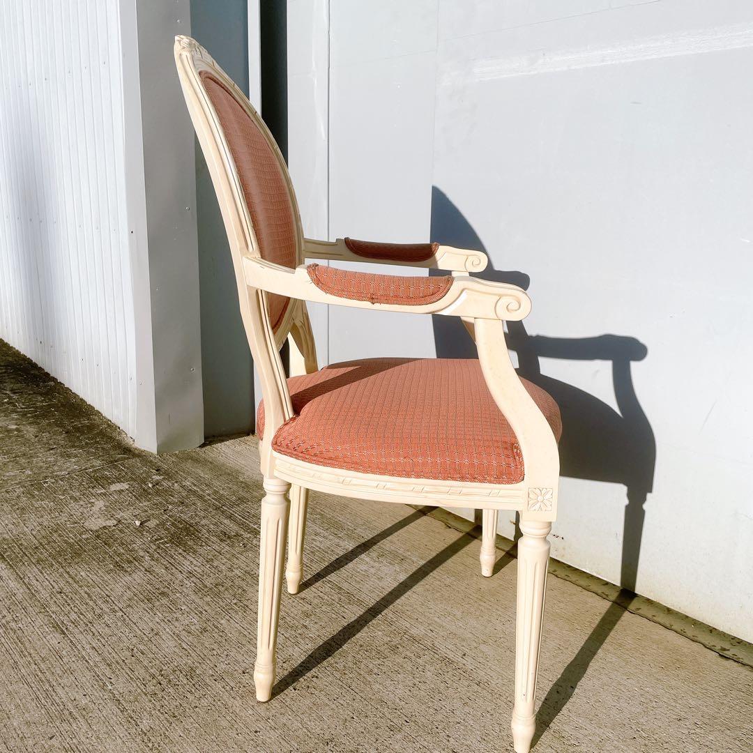 【美品①】ルイ16世様式 フランス華麗チェック織物張 メダリオンアームチェア