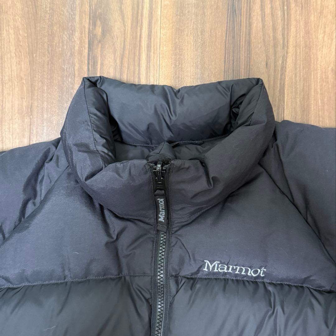 90s Marmot ダウンジャケット ブラック Mサイズ ドローコード付き