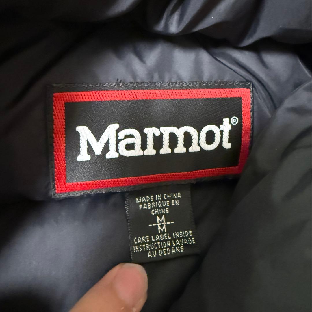 90s Marmot ダウンジャケット ブラック Mサイズ ドローコード付き